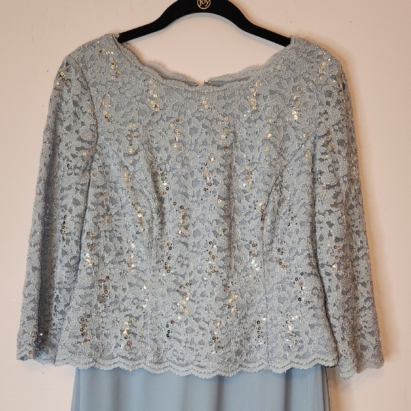 ALEX EVENINGS Long Gown Sequin Lace Bodice & Chifon Skirt, 8P - Picture 2 of 16